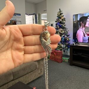 Silver Angel Wing Pendant Necklace
